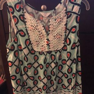 Crown and Ivy Lily-Style Tunic in Teal and Orange